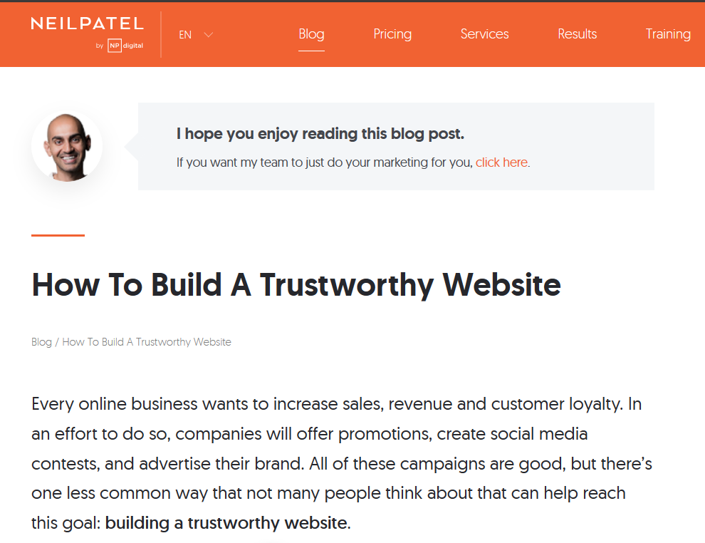neil patel to build trust