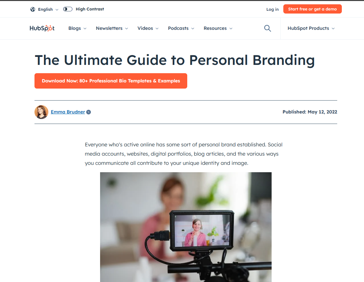 Hubspot Personal branding